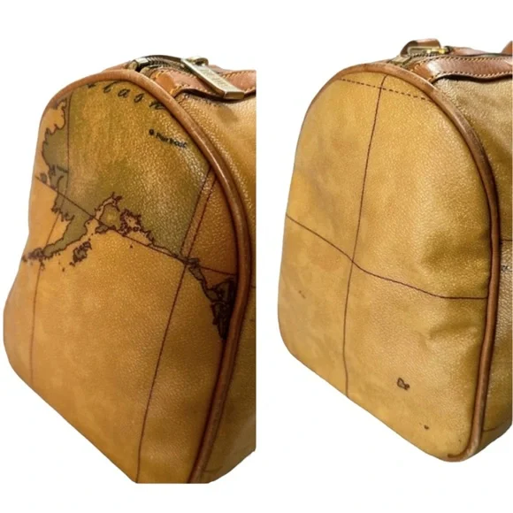 Alviero Martini (Preloved Geo Map Print Classic Boston Bag - Picture 11 of 12